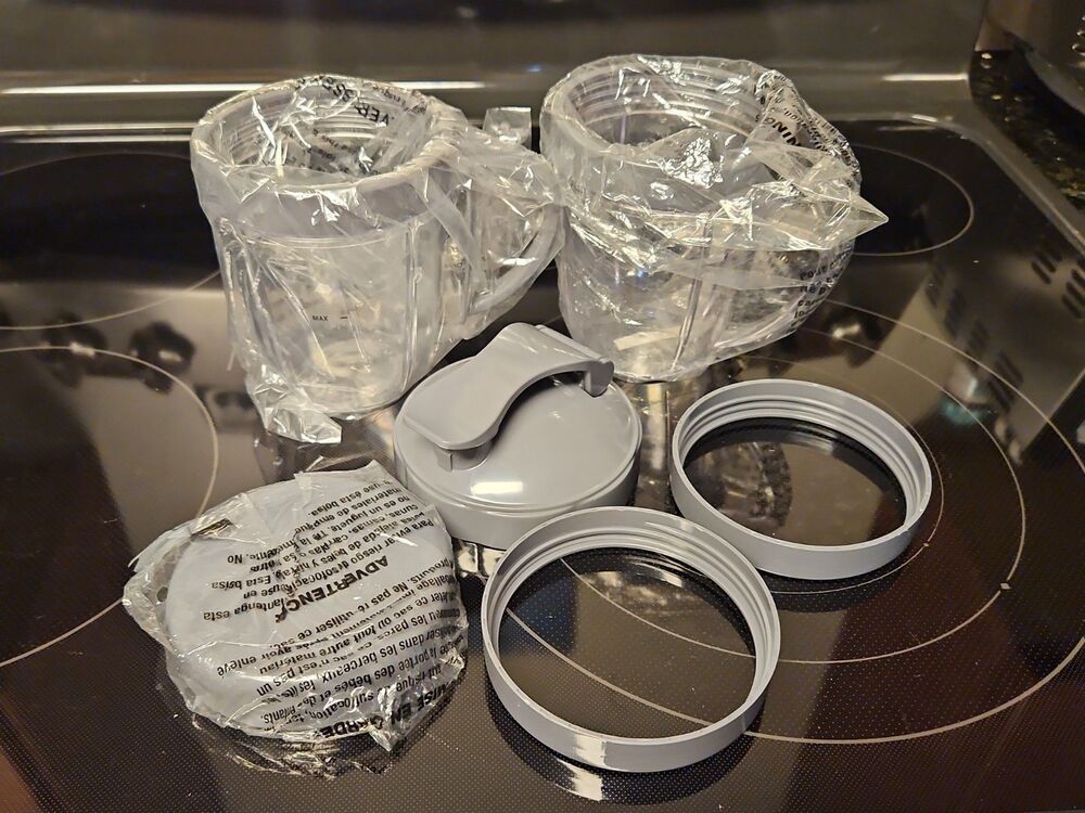 New 6pc NutriBullet Deluxe Upgrade Parts Kit Replacement Cups, Lids, Rings